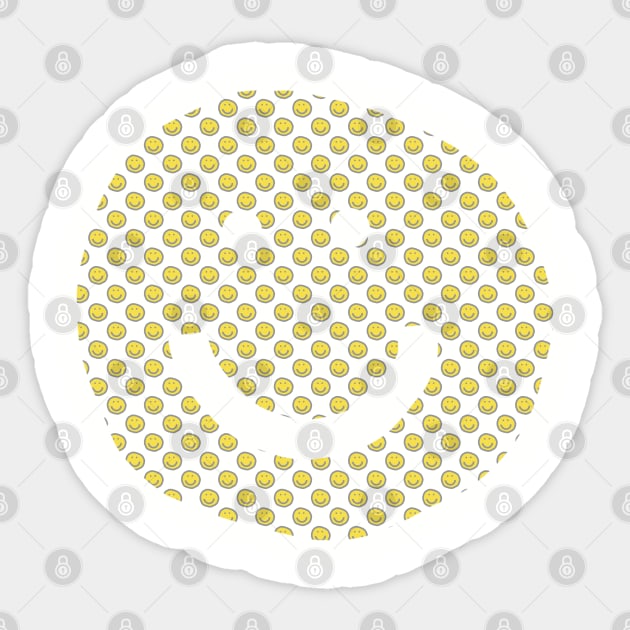 Smiley Face Pattern Illuminating Yellow Sticker by ellenhenryart